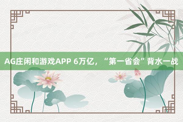 AG庄闲和游戏APP 6万亿，“第一省会”背水一战