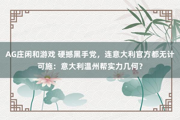 AG庄闲和游戏 硬撼黑手党，连意大利官方都无计可施：意大利温州帮实力几何？