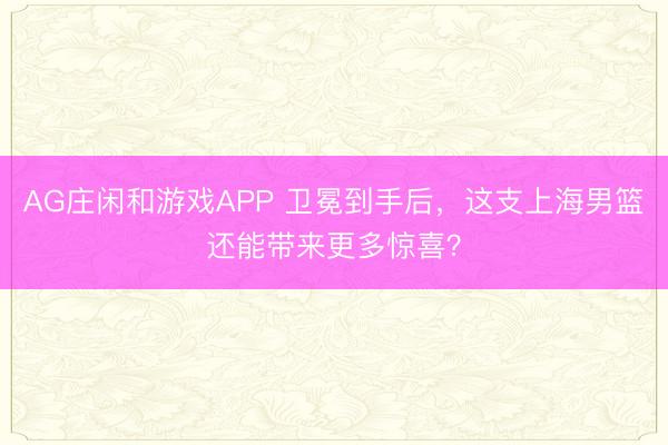 AG庄闲和游戏APP 卫冕到手后,这支上海男篮还能带来更多惊喜?