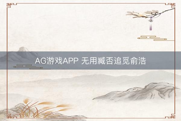 AG游戏APP 无用臧否追觅俞浩